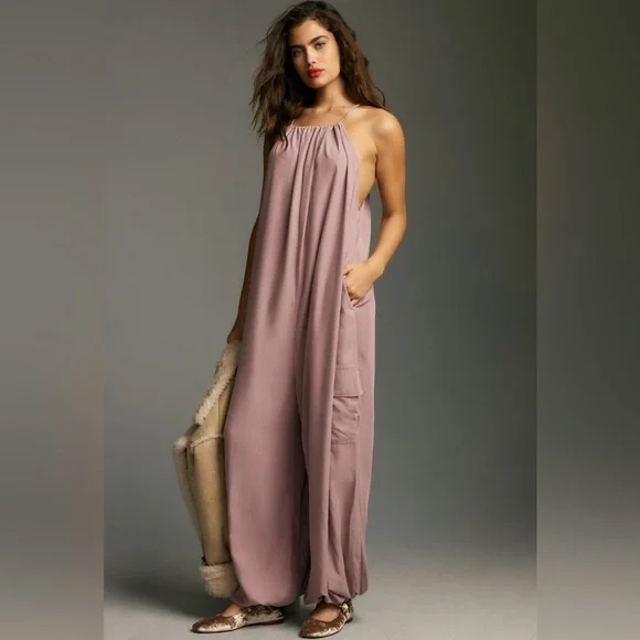 ✨ Anthropologie Waistless Jumpsuit Sz L/XL P - Picture 1 of 6